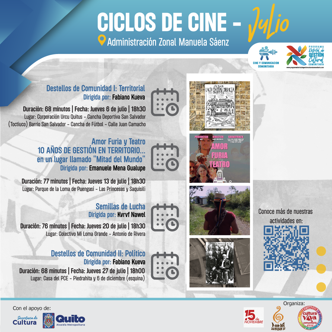 Ciclo de CIne en Administracion Zonal Manuela Sanes PDGCC